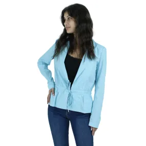 Women's Checkered Blazer,Light Blue