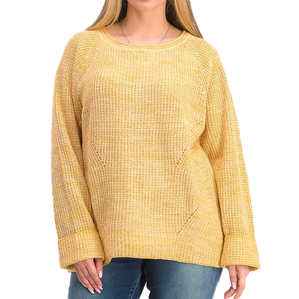 Women's Marled-Knit Sweater,Mustard