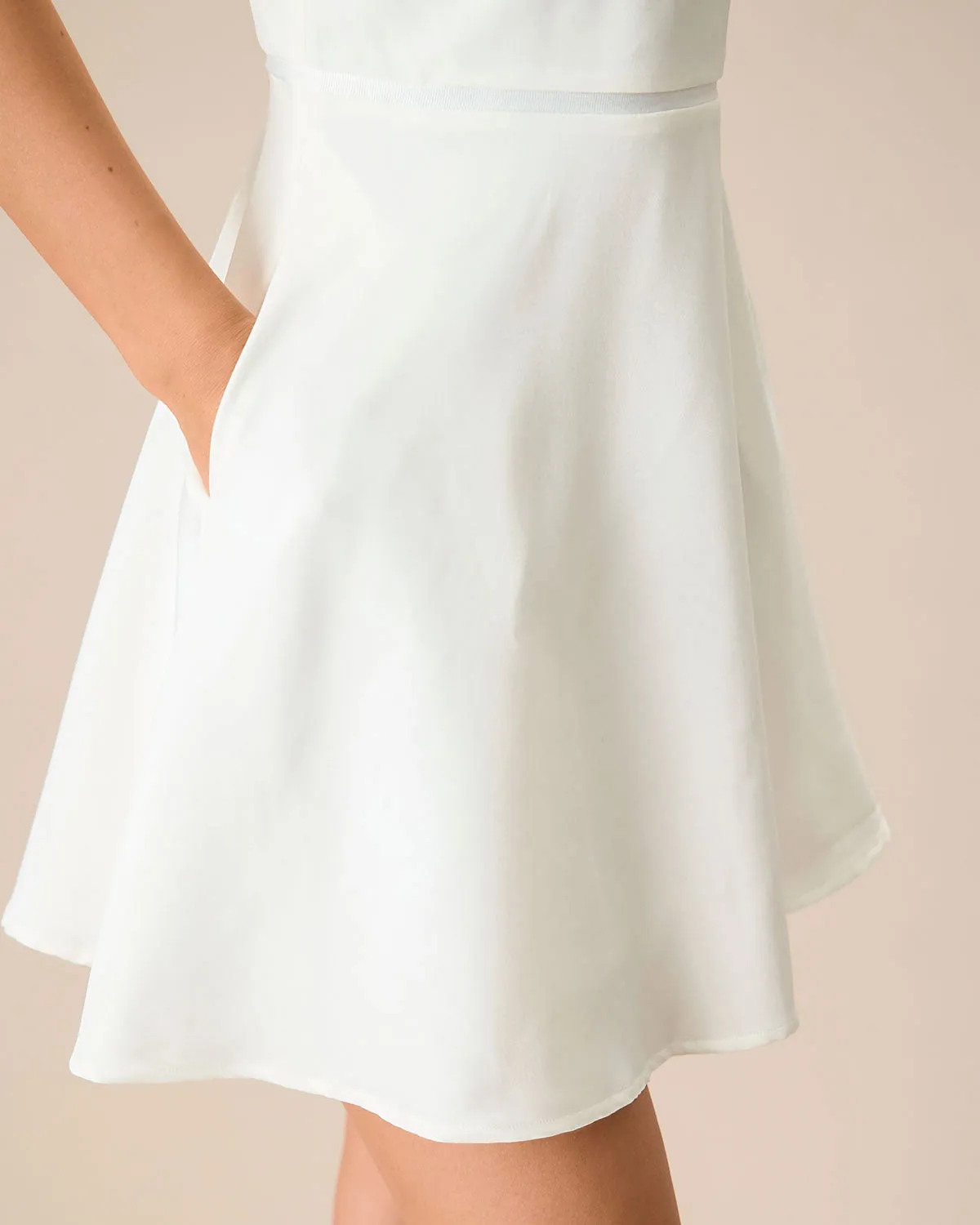 Women's White Square Neck Slip Mini Dress