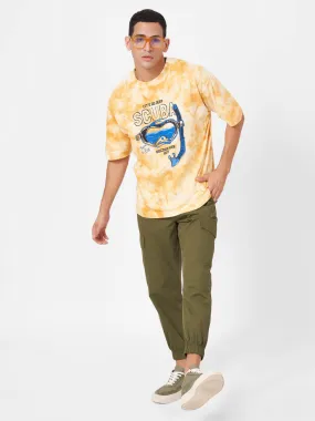 Yellow Round Neck Tie Dye T-shirt