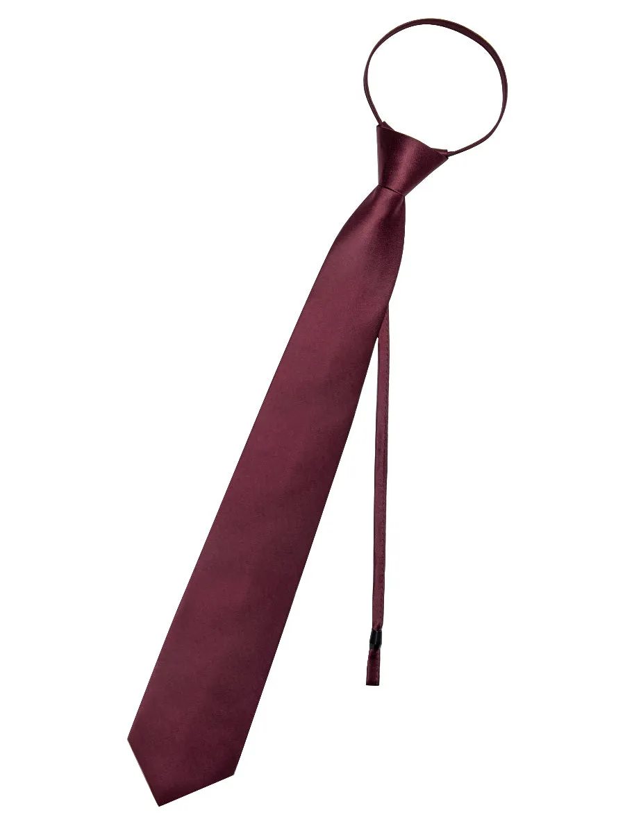 YourTies Black Solid Long Sleeve Shirt with Burgundy Solid Silk Tie for Men