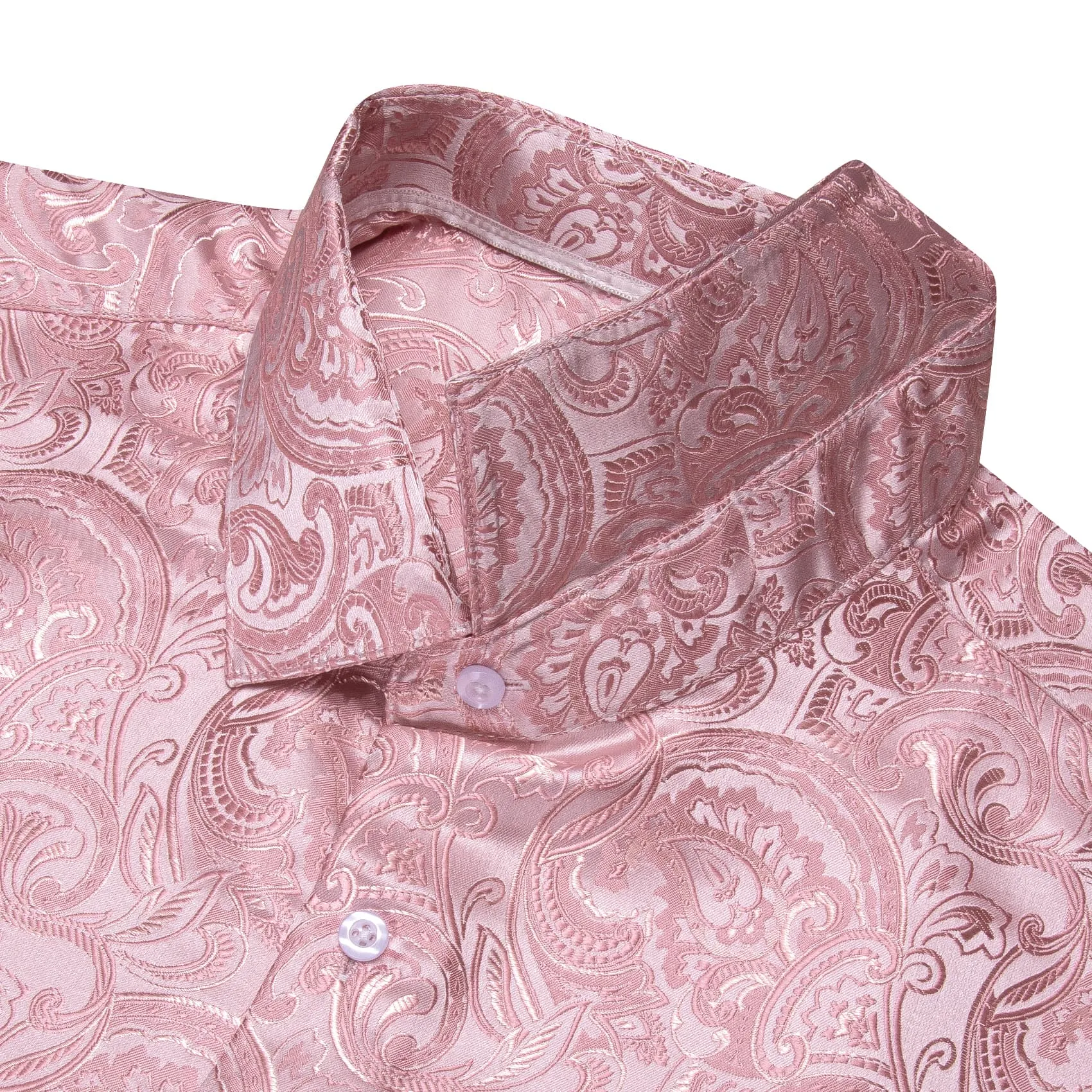 YourTies Pink Wedding Men's Top Windsor Collar Floral Silk Dress Shirt