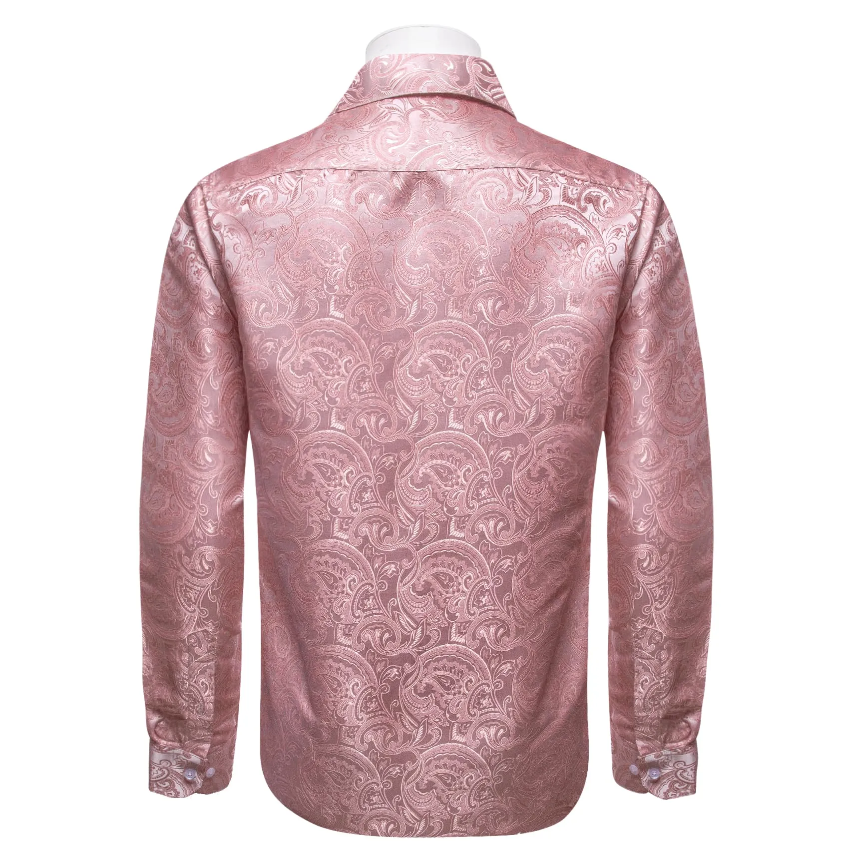 YourTies Pink Wedding Men's Top Windsor Collar Floral Silk Dress Shirt