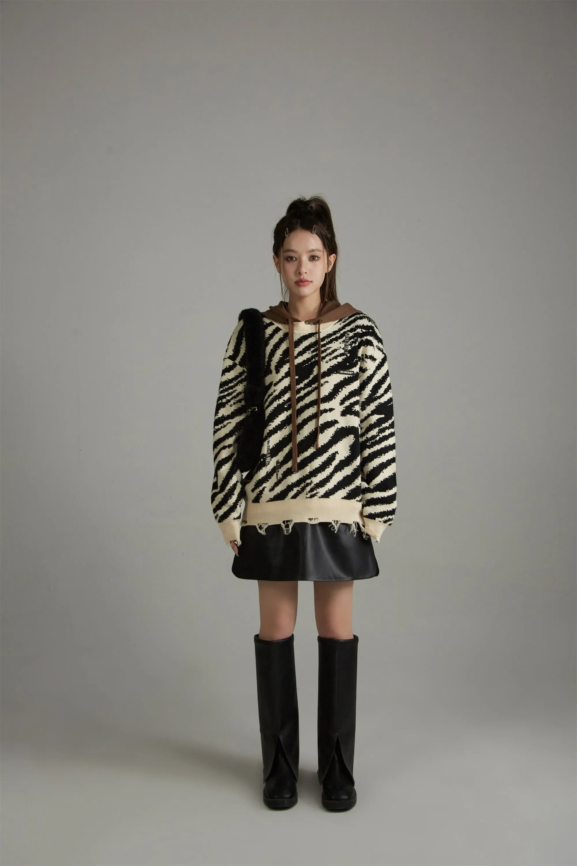 Zebra Slit Knit Top