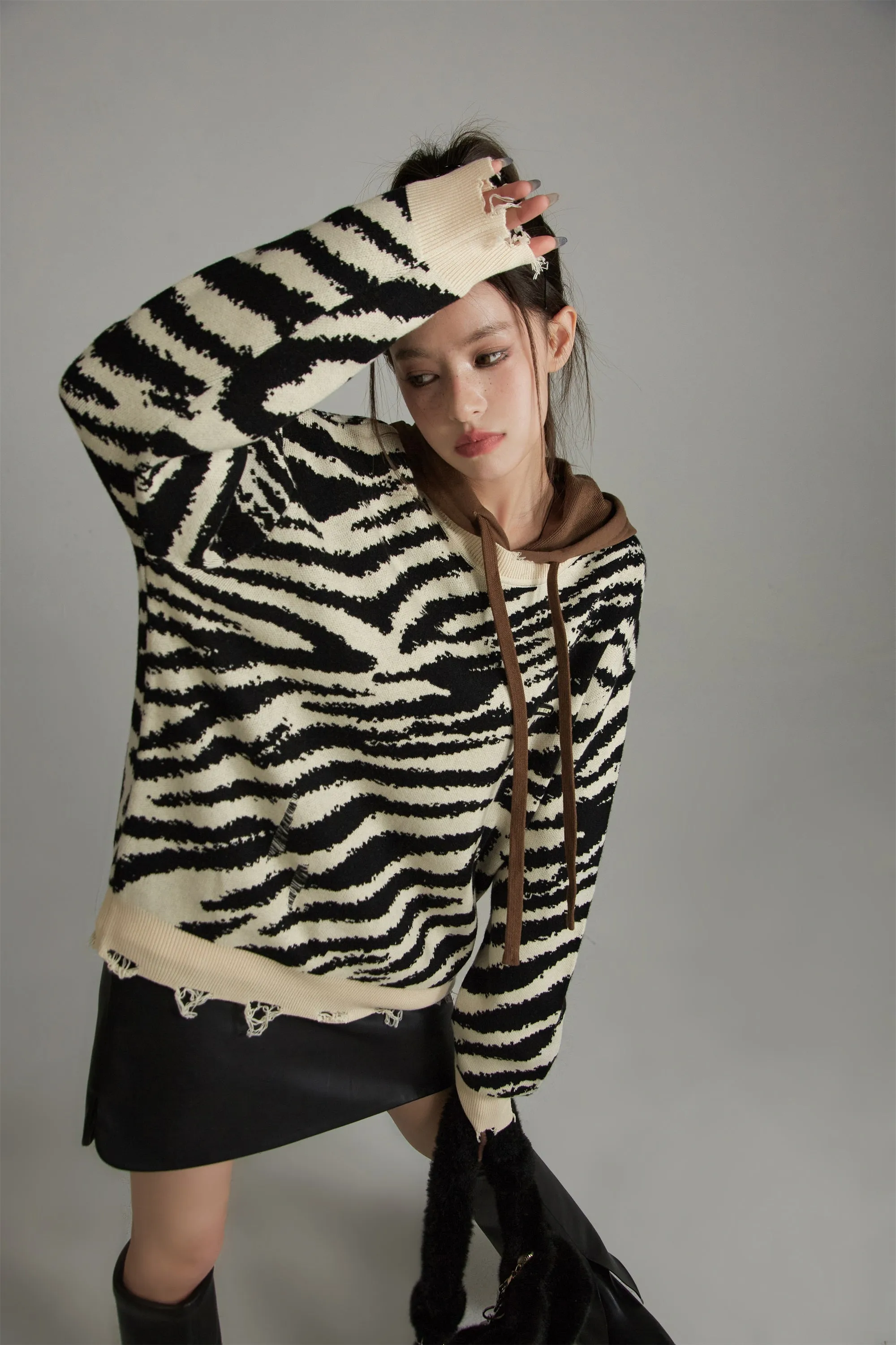 Zebra Slit Knit Top