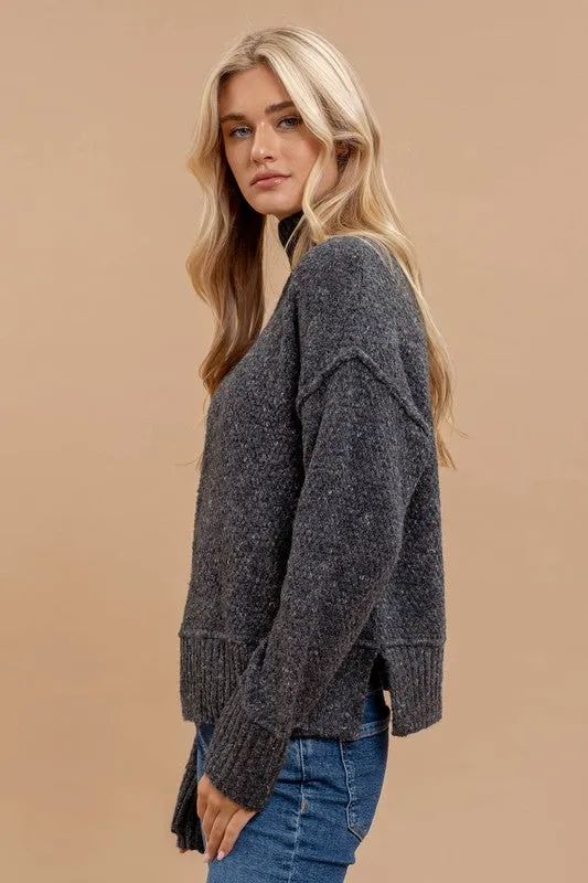 ZENDAYA WOOL BLEND TURTLENECK LONG SLEEVE SWEATER