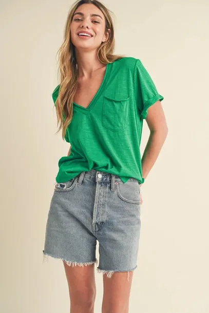 Zoie Short Sleeve Rolled Knit Top